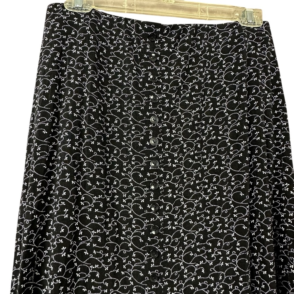 Vintage Briggs New York Black And White Floral Women's Maxi Skirt Sz M - Picture 4 of 8